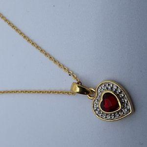 Ruby Heart Charm Necklace